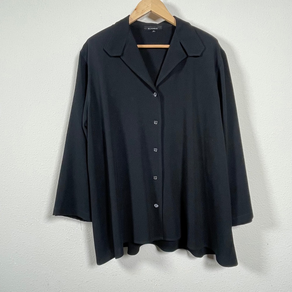 Blanque Button Down Shirt Womens 2 Black Excellent Minimalist Officecore USA